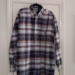 Cinch Men's Plaid Button-Down Shirt - Navy, White, Brown